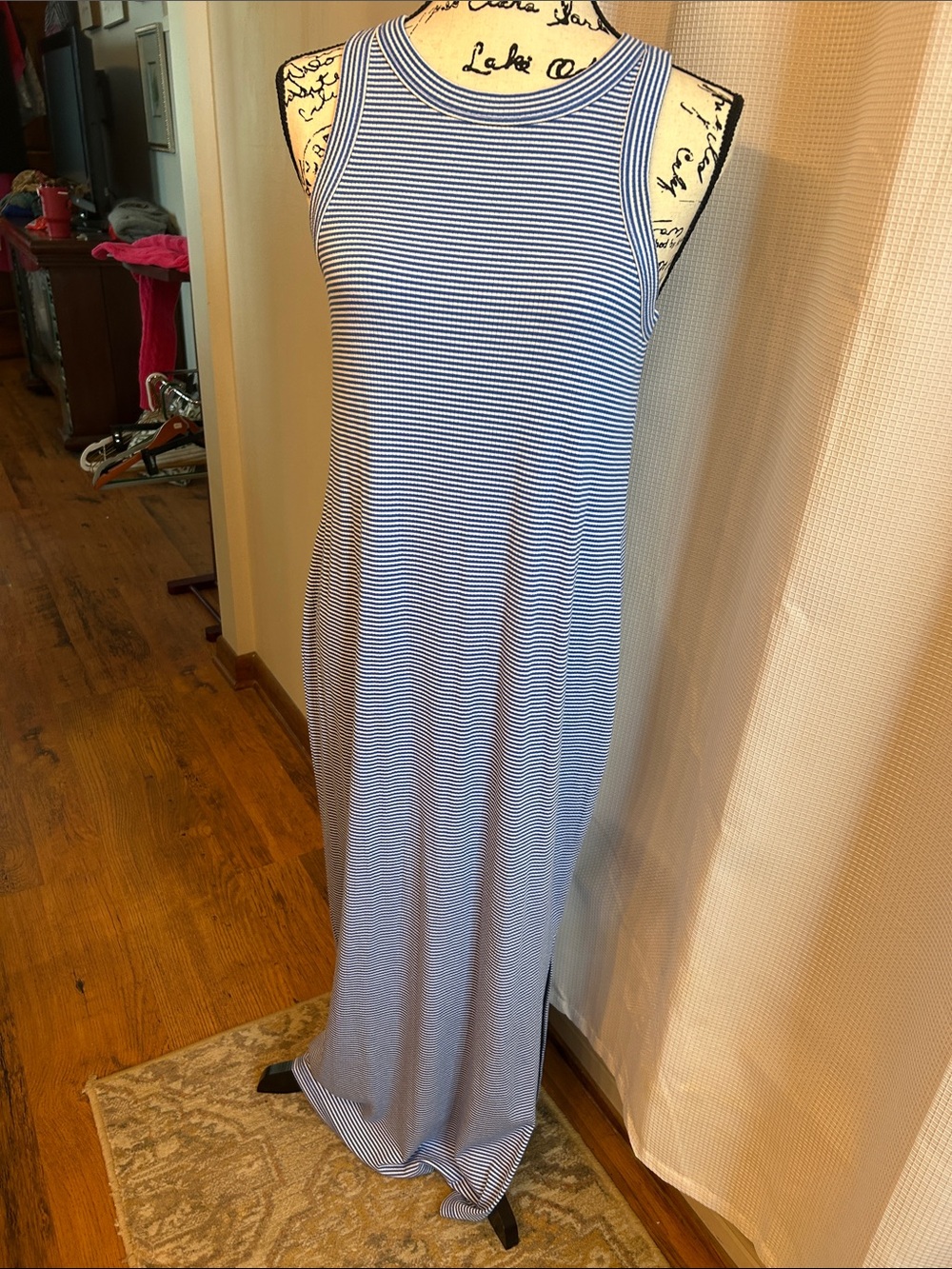 LOFT Blue and White Striped Tank Dress